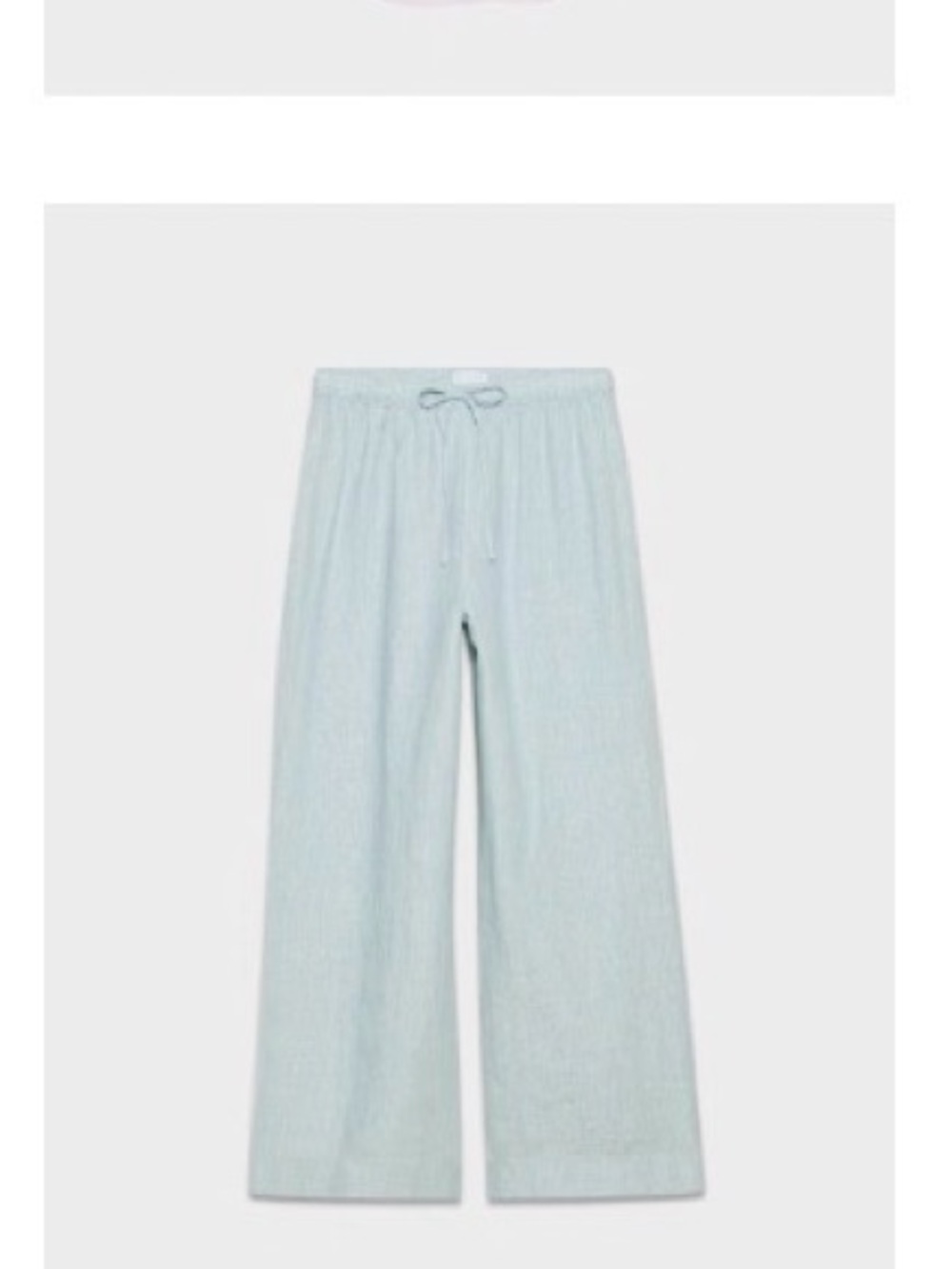 Aritzia Little Moon Linen Light Blue Wide-Leg Drawstring Pants